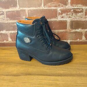 Harley Davidson Black Womens Size 8 AMC9505 Ankle Riding Biker Heeled Boots
